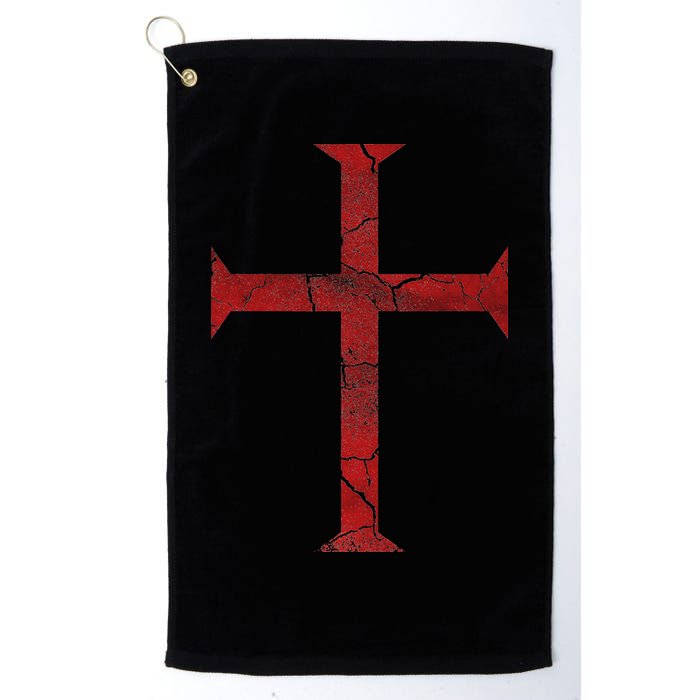 Distressed Deus Vult Knights Templar Cross Crusader Golf Towel