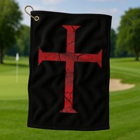 Distressed Deus Vult Knights Templar Cross Crusader Golf Towel