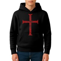 Distressed Deus Vult Knights Templar Cross Crusader Kids Hoodie