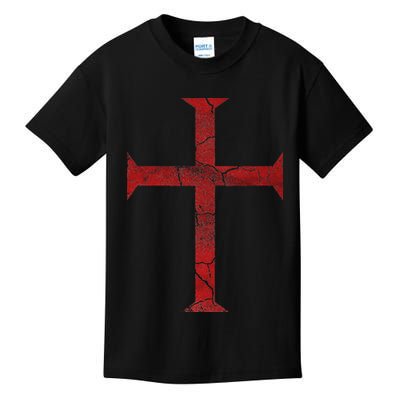 Distressed Deus Vult Knights Templar Cross Crusader Kids T-Shirt