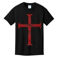 Distressed Deus Vult Knights Templar Cross Crusader Kids T-Shirt