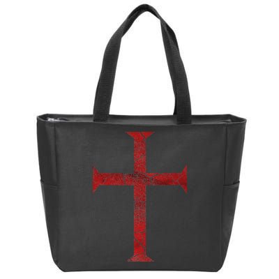 Distressed Deus Vult Knights Templar Cross Crusader Zip Tote Bag