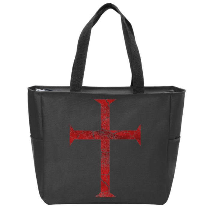 Distressed Deus Vult Knights Templar Cross Crusader Zip Tote Bag