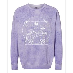 Drummer Da Vinci Drums Drawing Present For Music Fans Colorblast Crewneck Sweatshirt