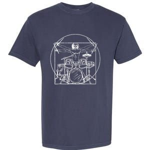 Drummer Da Vinci Drums Drawing Present For Music Fans Garment-Dyed Heavyweight T-Shirt