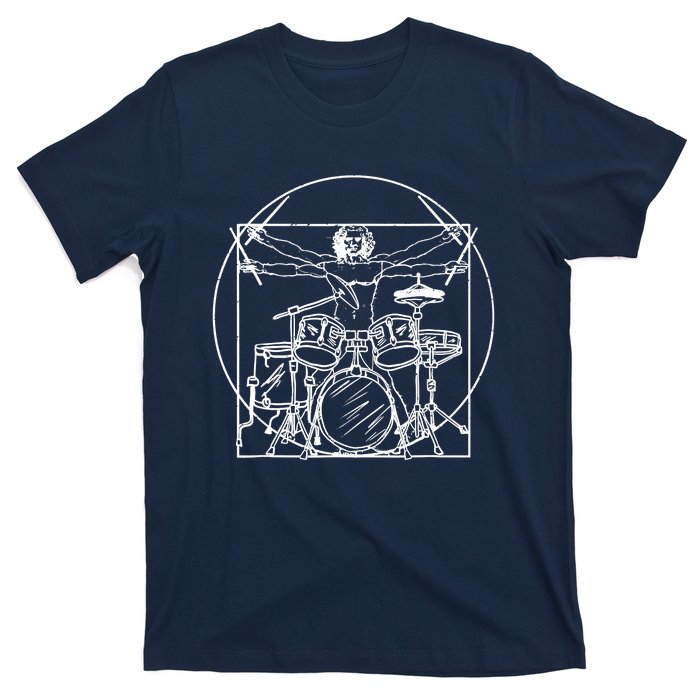 Drummer Da Vinci Drums Drawing Present For Music Fans T-Shirt