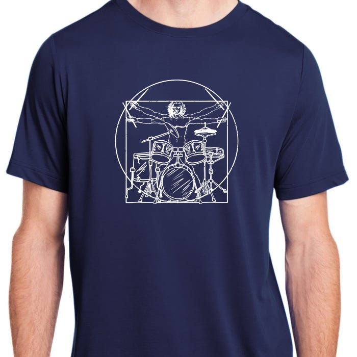 Drummer Da Vinci Drums Drawing Present For Music Fans Adult ChromaSoft Performance T-Shirt