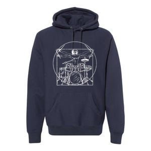 Drummer Da Vinci Drums Drawing Present For Music Fans Premium Hoodie