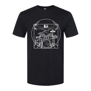 Drummer Da Vinci Drums Drawing Present For Music Fans Softstyle CVC T-Shirt