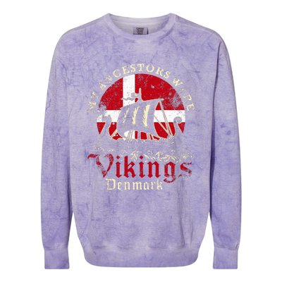 Danish Denmark Viking Ship Flag Colorblast Crewneck Sweatshirt