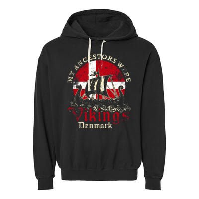 Danish Denmark Viking Ship Flag Garment-Dyed Fleece Hoodie