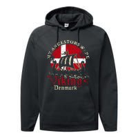 Danish Denmark Viking Ship Flag Performance Fleece Hoodie