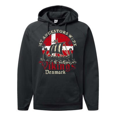 Danish Denmark Viking Ship Flag Performance Fleece Hoodie