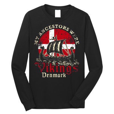 Danish Denmark Viking Ship Flag Long Sleeve Shirt