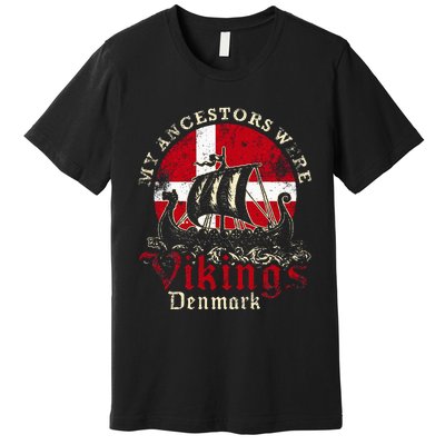 Danish Denmark Viking Ship Flag Premium T-Shirt