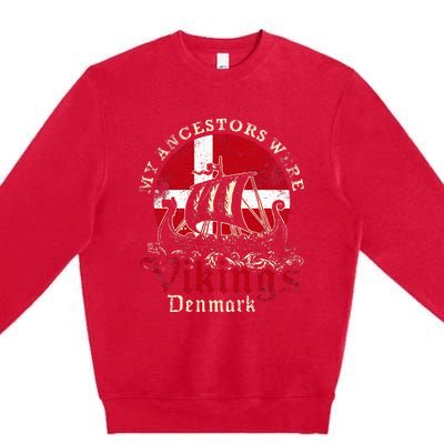 Danish Denmark Viking Ship Flag Premium Crewneck Sweatshirt