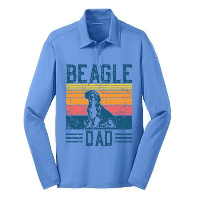 Dog Dad Vintage Beagle Dad Silk Touch Performance Long Sleeve Polo