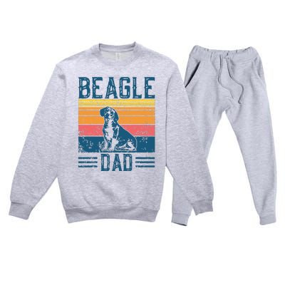 Dog Dad Vintage Beagle Dad Premium Crewneck Sweatsuit Set