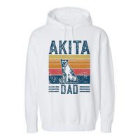 Dog Dad Vintage Akita Dad Garment-Dyed Fleece Hoodie