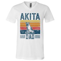 Dog Dad Vintage Akita Dad V-Neck T-Shirt