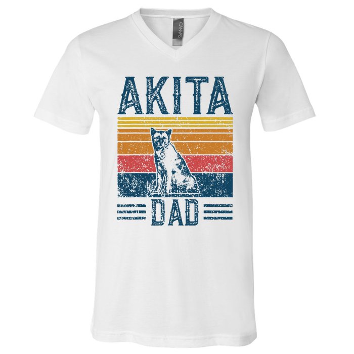 Dog Dad Vintage Akita Dad V-Neck T-Shirt