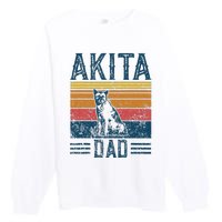 Dog Dad Vintage Akita Dad Premium Crewneck Sweatshirt