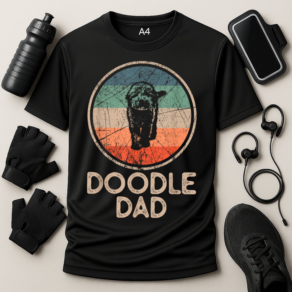 Doodle Dog Vintage Doodle Dad Cooling Performance Crew T-Shirt