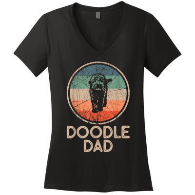 Doodle Dog Vintage Doodle Dad Women's V-Neck T-Shirt