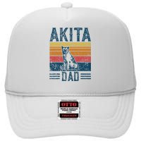 Dog Dad Vintage Akita Dad High Crown Mesh Back Trucker Hat