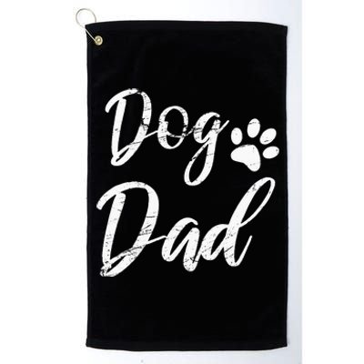 Dog Dad Vintage Distressed Design Funny Dog Paw Platinum Collection Golf Towel