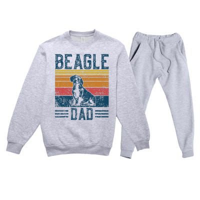 Dog Dad Vintage Beagle Dad Premium Crewneck Sweatsuit Set