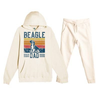 Dog Dad Vintage Beagle Dad Premium Hooded Sweatsuit Set