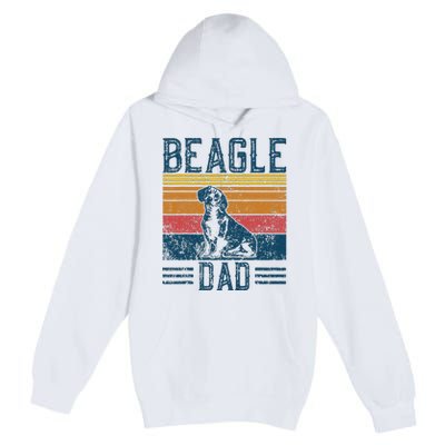 Dog Dad Vintage Beagle Dad Premium Pullover Hoodie