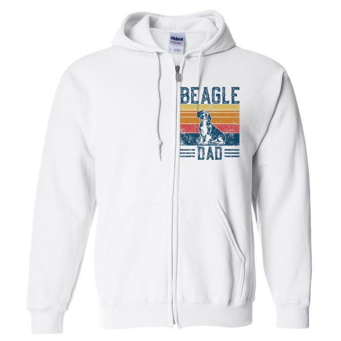 Dog Dad Vintage Beagle Dad Full Zip Hoodie