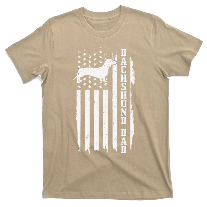 Dachshund Dad Vintage American Flag Patriotic T-Shirt