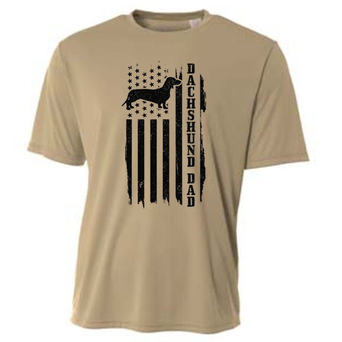 Dachshund Dad Vintage American Flag Cooling Performance Crew T-Shirt