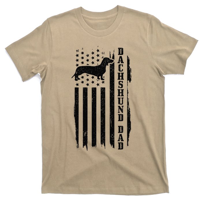 Dachshund Dad Vintage American Flag T-Shirt