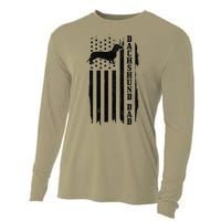 Dachshund Dad Vintage American Flag Cooling Performance Long Sleeve Crew