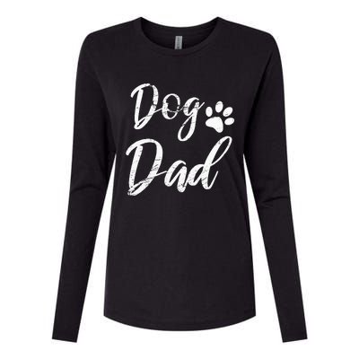 Dog Dad Vintage Distressed Design Funny Dog Paw Womens Cotton Relaxed Long Sleeve T-Shirt