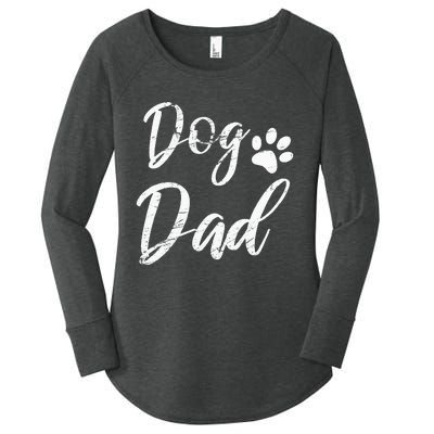 Dog Dad Vintage Distressed Design Funny Dog Paw Women's Perfect Tri Tunic Long Sleeve Shirt