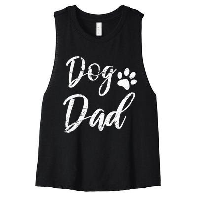 Dog Dad Vintage Distressed Design Funny Dog Paw Women's Racerback Cropped Tank