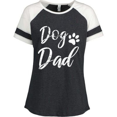 Dog Dad Vintage Distressed Design Funny Dog Paw Enza Ladies Jersey Colorblock Tee