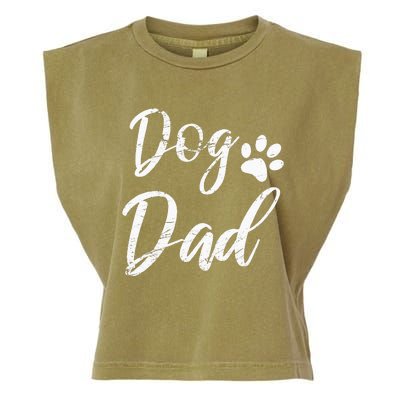 Dog Dad Vintage Distressed Design Funny Dog Paw Garment-Dyed Women's Muscle Tee