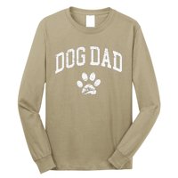 Dog Dad Vintage Distressed Design Funny Dog Paw Gift Long Sleeve Shirt