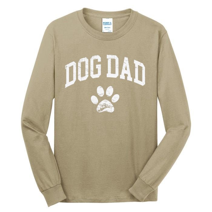 Dog Dad Vintage Distressed Design Funny Dog Paw Gift Tall Long Sleeve T-Shirt