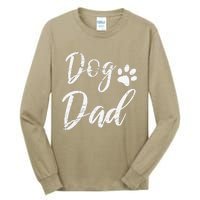 Dog Dad Vintage Distressed Design Funny Dog Paw Tall Long Sleeve T-Shirt