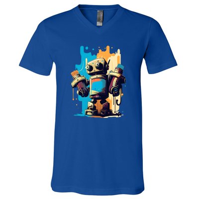 Digital Da Vinci: Graffiti BotS Artistic Code V-Neck T-Shirt