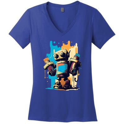 Digital Da Vinci: Graffiti BotS Artistic Code Women's V-Neck T-Shirt