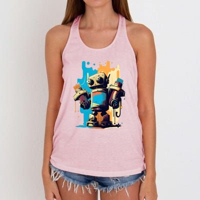 Digital Da Vinci: Graffiti BotS Artistic Code Women's Knotted Racerback Tank