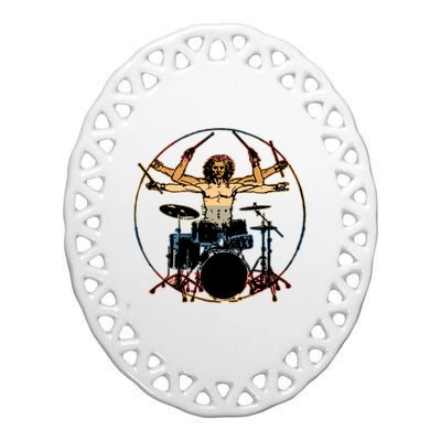 Davinci Drummer Vintage Ceramic Oval Ornament